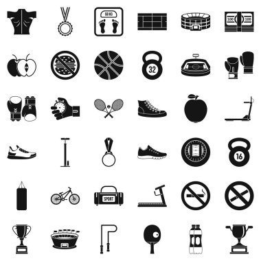 Zor boks Icons set, basit tarzı