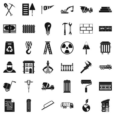 Bina çekiç Icons set, basit tarzı