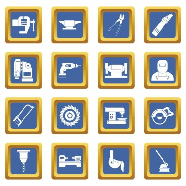 Metal çalışma simgeleri mavi ayarla