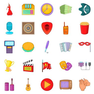 Müzikal performans Icons set, karikatür tarzı