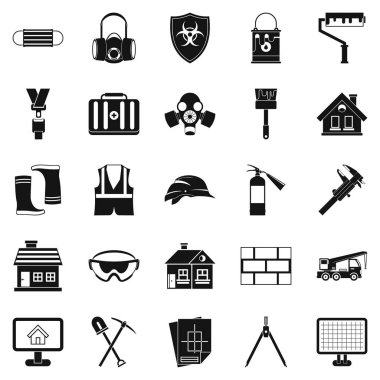 Endişe Icons set, basit tarzı