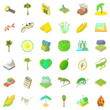 Doğa geri kalan Icons set, karikatür tarzı
