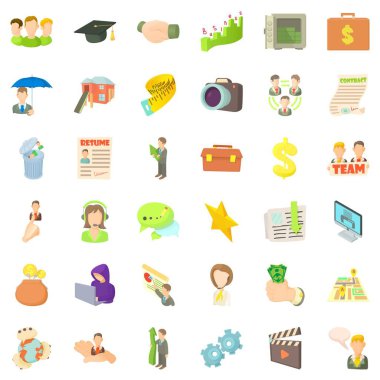 Hızlı kariyer Icons set, karikatür tarzı