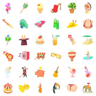 Sirk karnaval Icons set, karikatür tarzı