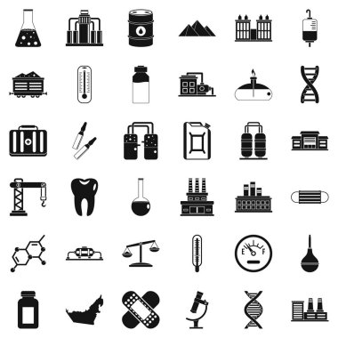 Kimyasal tesis Icons set, basit tarzı