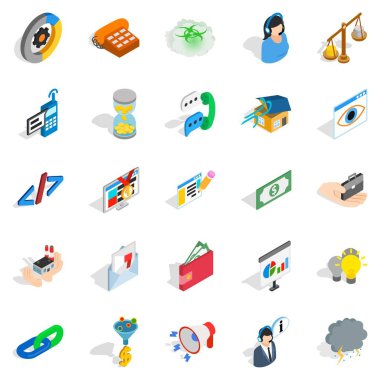 Bağlantı Icons set, izometrik stili