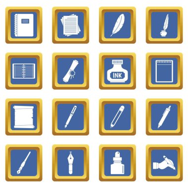 Mavi yazma Icons set