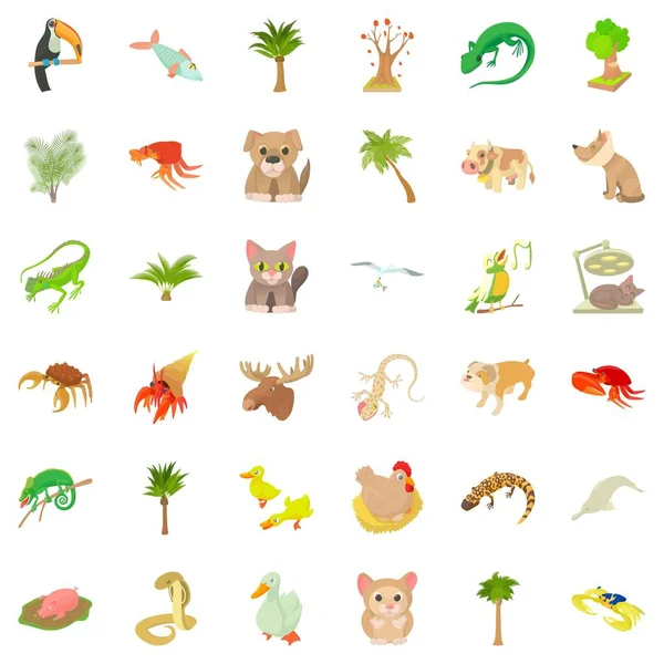 Conjunto de ícones de animais de areia, estilo cartoon —  Vetores de Stock