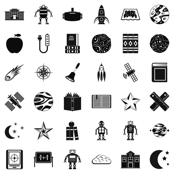Astronomy book icons set, simple style — Stock Vector