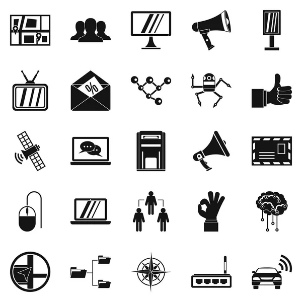 Conjunto de iconos de satélite, estilo simple — Vector de stock