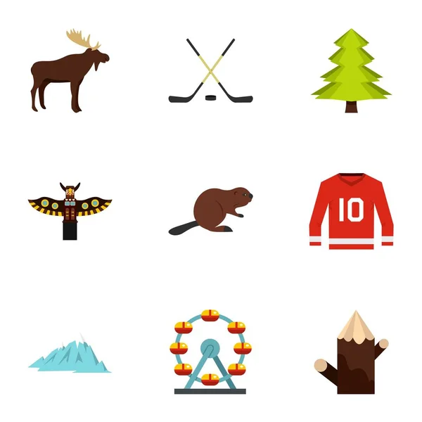 Canadese symbolen pictogrammenset, vlakke stijl — Stockvector