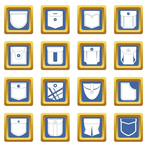 Tipos de bolso ícones definir azul — Vetor de Stock