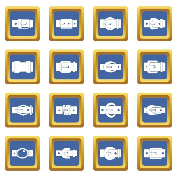 Přezky na pásek ikony set modrá — Stockový vektor