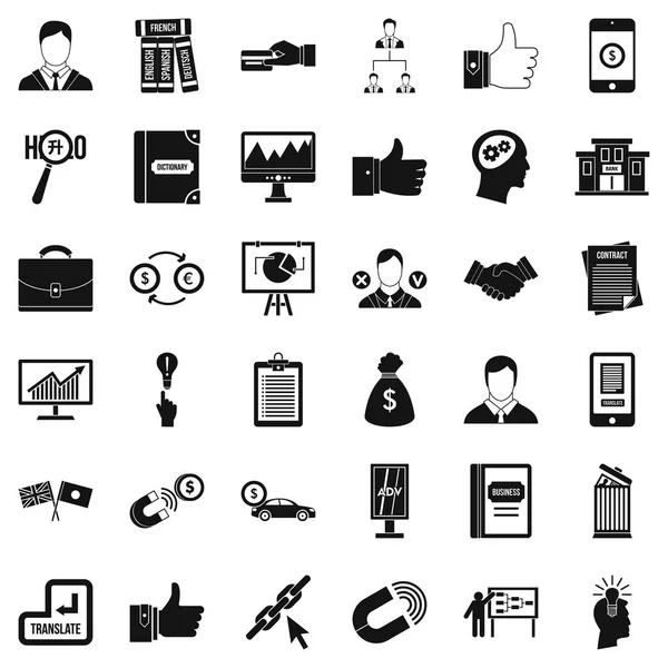 Ensemble d'icônes d'ordinateur d'affaires, style simple — Image vectorielle