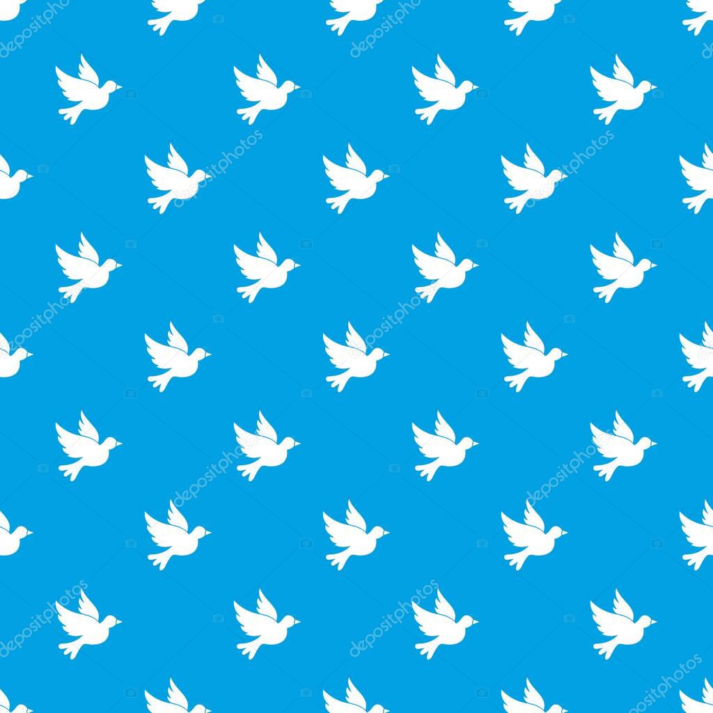 Dove pattern repeat seamless in blue color for any design. Vector geometric illustration