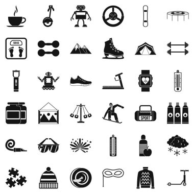 Çocuk Icons set bulmaca. 36 çocuk bulmaca vektör simgeleri beyaz arka plan üzerinde izole web için basit tarzı