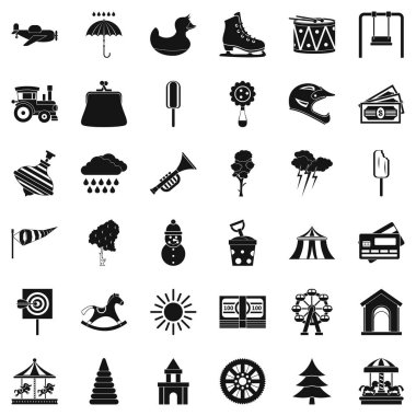 Çocuk kale Icons set, basit tarzı