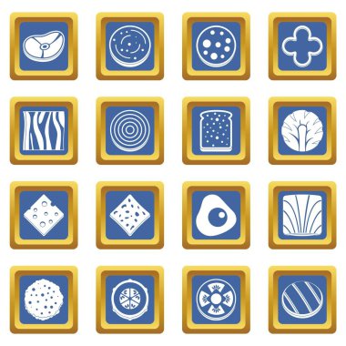 Dilim gıda madde simgeleri mavi ayarla