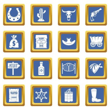 Vahşi Batı simgeleri mavi ayarla