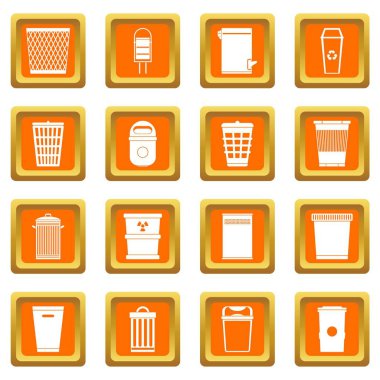 Turuncu çöp can Icons set