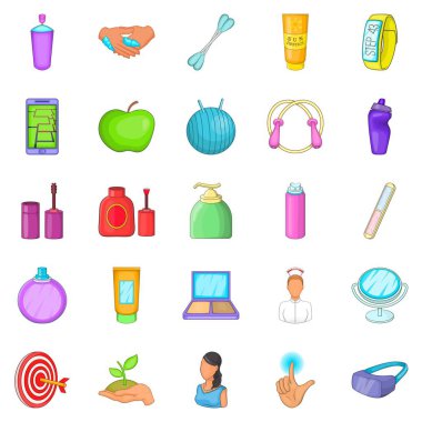 Kozmetik Icons set, karikatür tarzı