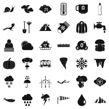 Sonbahar bulut Icons set, basit tarzı