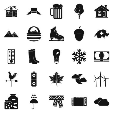 Yaz yazlık Icons set, basit tarzı