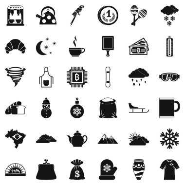 Sıcak kahve Icons set, basit tarzı