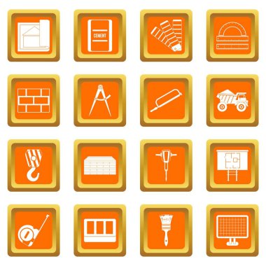 Turuncu inşaat Icons set