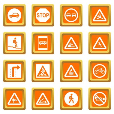 Turuncu yol işareti ayarla Icons set