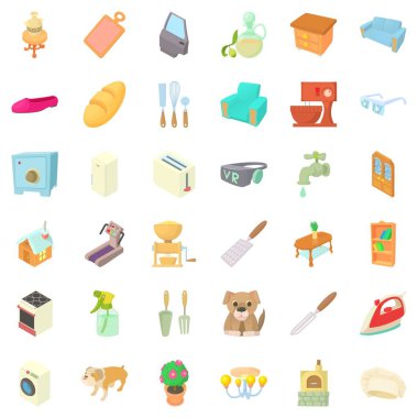 Rahat dinlenme Icons set, karikatür tarzı