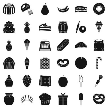 Tatlı çikolata Icons set, basit tarzı