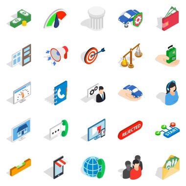 Serin bir fikir Icons set, izometrik stili