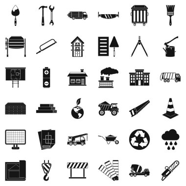 İnşaat malzeme Icons set, basit tarzı