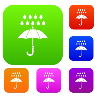 Şemsiye ve yağmur koleksiyonu ayarla