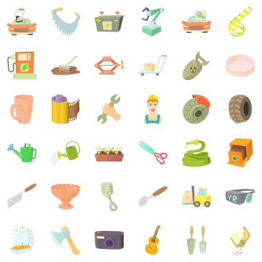 İşçi craft Icons set, karikatür tarzı