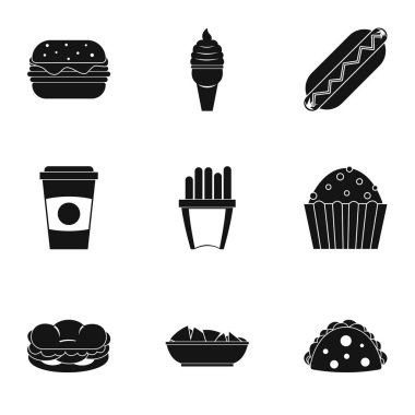 Fast food simge seti, basit tarzı