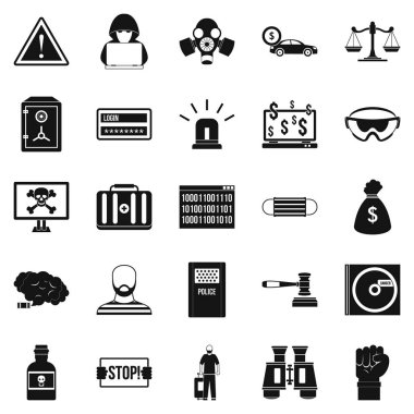 Suçu Icons set, basit tarzı