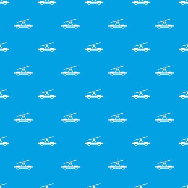 Draisine veya handcar desenli herhangi bir tasarım için mavi renkte sorunsuz yineleyin. Vektör geometrik çizim