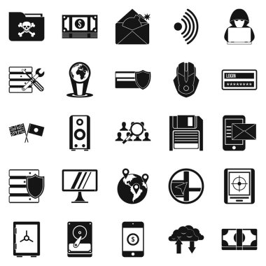 Küreselleşme Icons set, basit tarzı