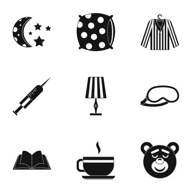 Uyku simgeleri simge seti, basit tarzı