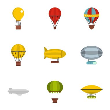 Airships simge seti, düz stil