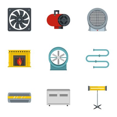 Konvektörü Icon set ısınma, düz stil