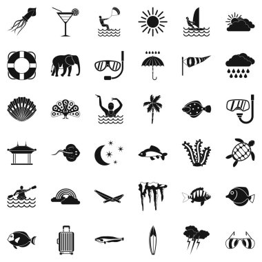 Icons set, basit tarzı dalış su