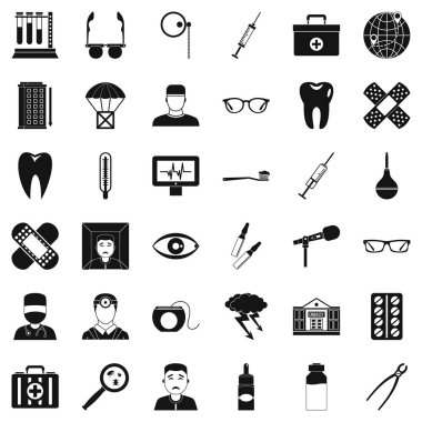 İyi doktor Icons set, basit tarzı
