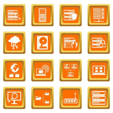 Turuncu büyük veri Icons set