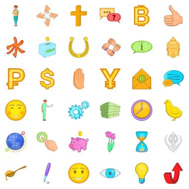 Bağış iş Icons set, karikatür tarzı