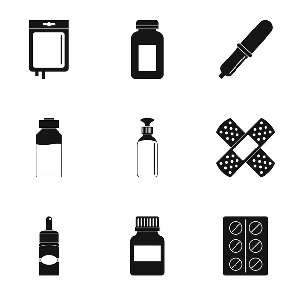 Φαρμακευτικά παρασκευάσματα σύνολο εικονιδίων, απλό στυλ — Διανυσματικό Αρχείο