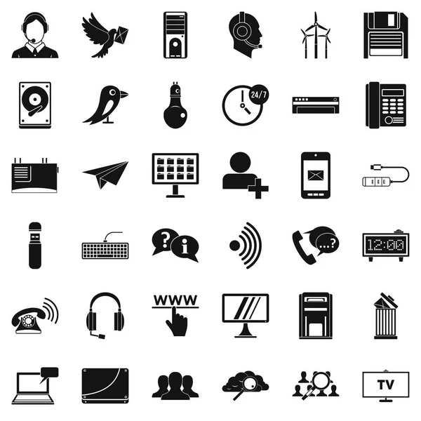 Ensemble d'icônes de communication téléphonique, style simple — Image vectorielle