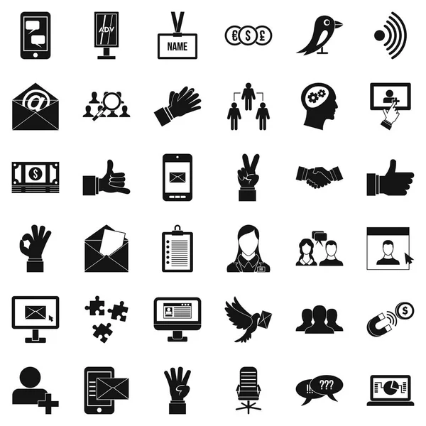 Conjunto de ícones de diálogo de equipe, estilo simples —  Vetores de Stock